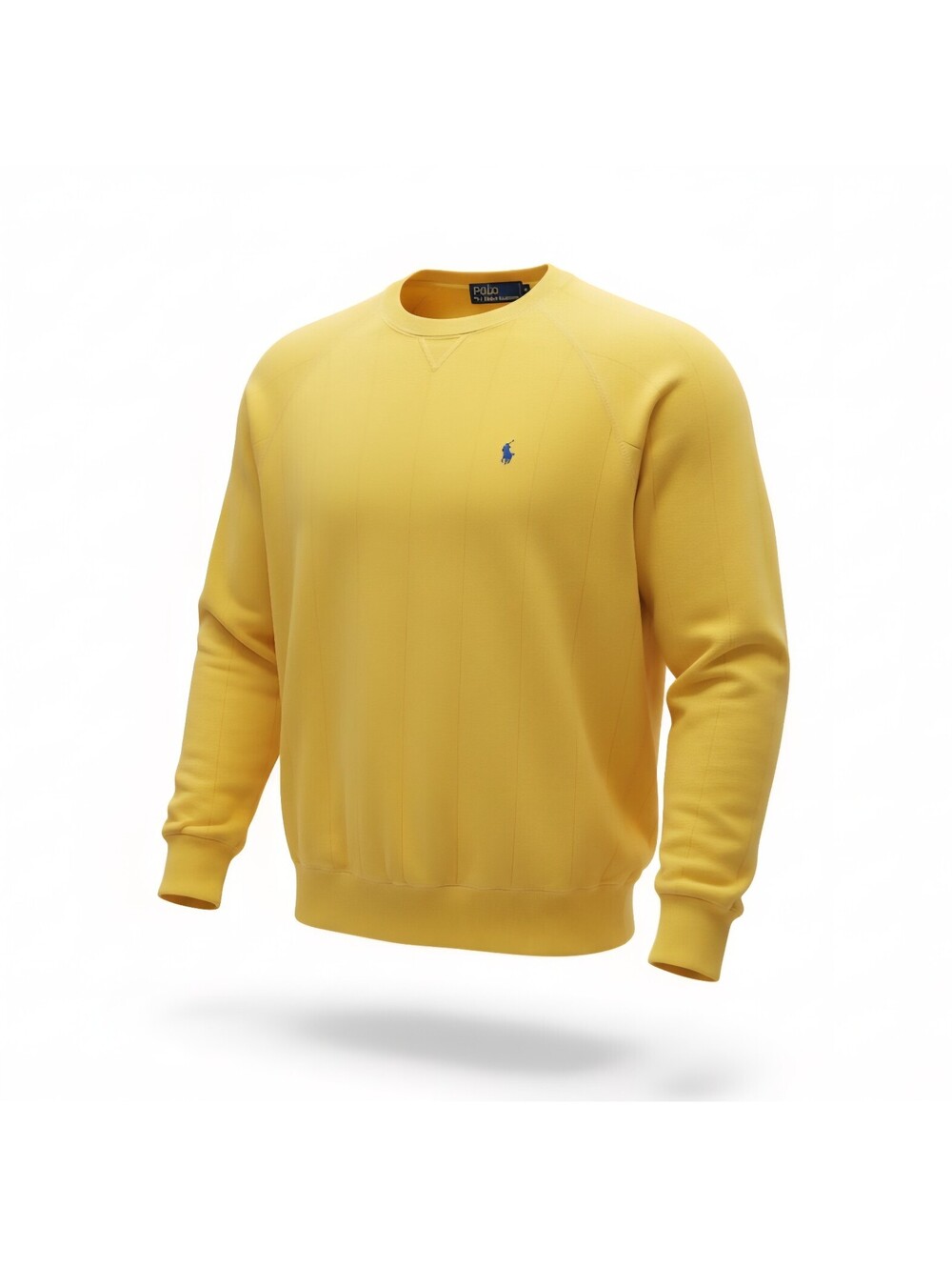 90s Vintage Polo Ralph Lauren Yellow Pullover Sweatshirt Pony Textured Ribbed M